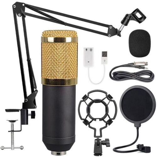 Black Gold Mesh Large Diaphragm Condenser Microphone 适用于