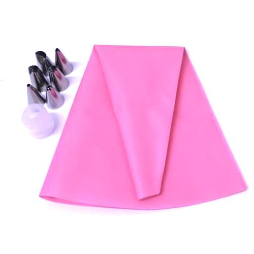 8PCS/set Piping Cream Silicone Bag + 6 Stainless Steel Cake
