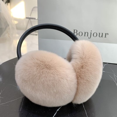 Natural  Rex Rabbit Fur Earmuffs Women Fashion Men Warm