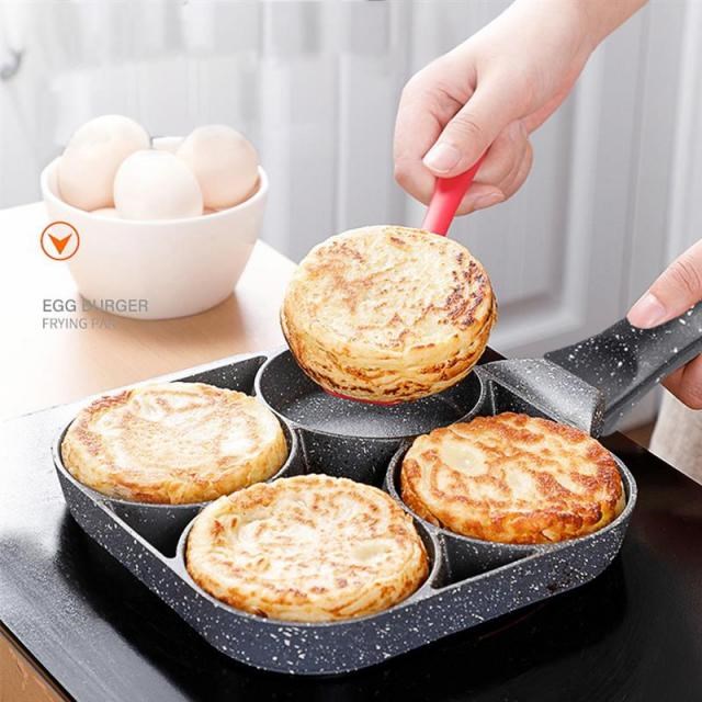 4 Holes Frying Pot Thickened Omelet Pan Non-Stick Egg Pancak