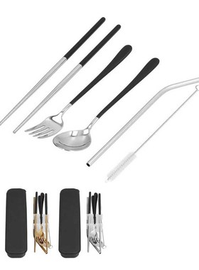 Flatware Set Chopsticks Spoon Fork Straw Cutlery Set Portabl