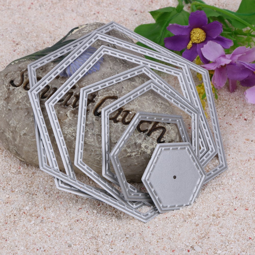 7Pcs/set Hexagon Spiral Die Cuts for DIY Scrapbooking Emboss