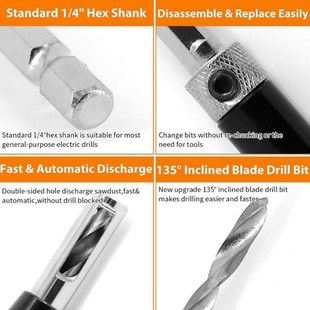 Center Bit Set Drill PCS Self Hinge Centering