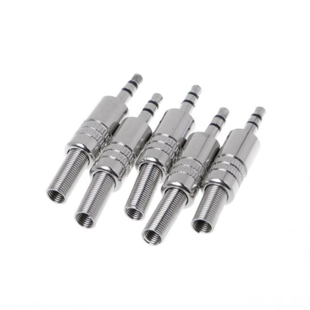 5pcs 3.5mm 2 Ring 3P Stereo Jack Plug Cable Solder Adapter T