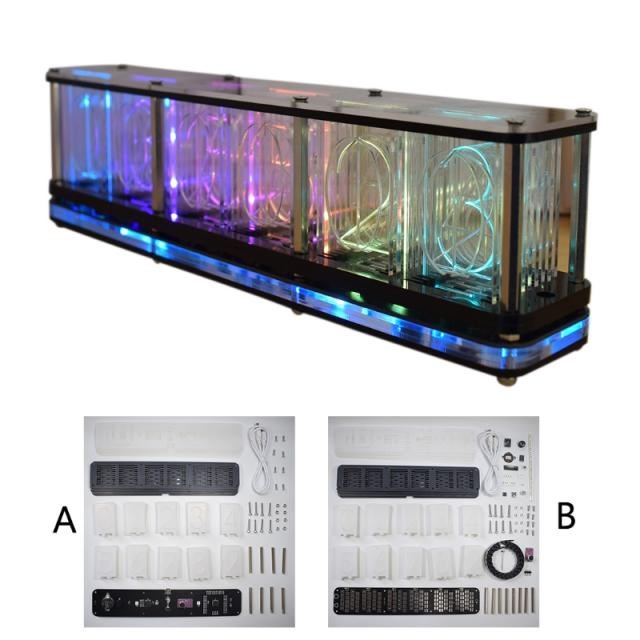 Imitate Full Color RGB Glow Tube Clock LED Music Spectrum DI