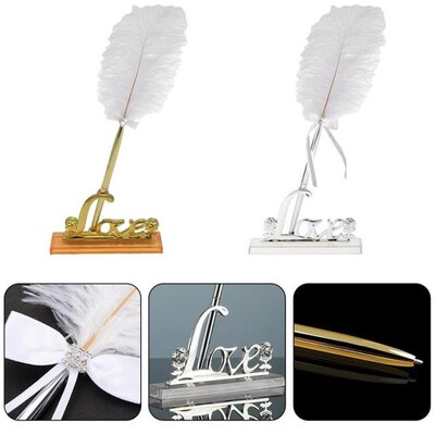 Wedding Party Signing Pen With Plated Metal Decorative Love