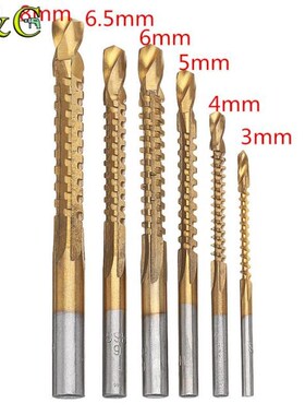 6Pcs 3-8mm HSS Titanium Coated Drill Bit Set Spiral Screw Me
