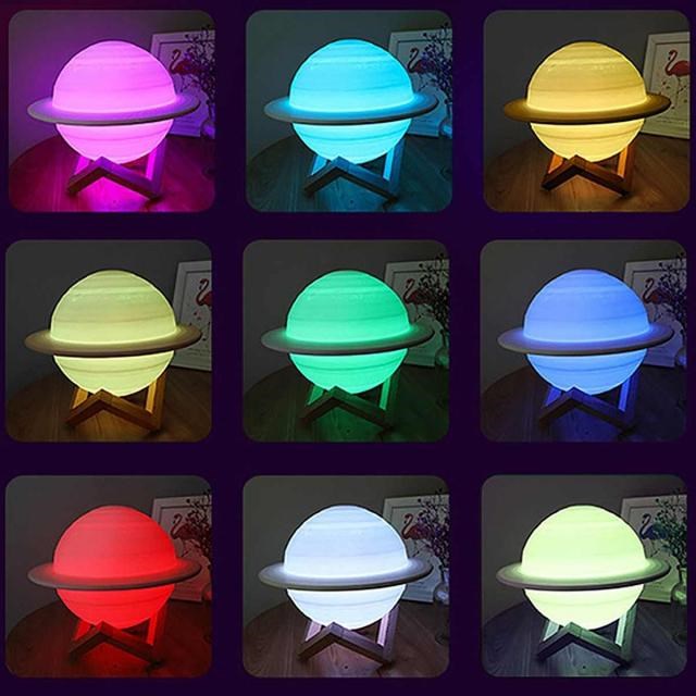 3D Printing Saturn Lamp Home Decoration Bedroom LED Night Li