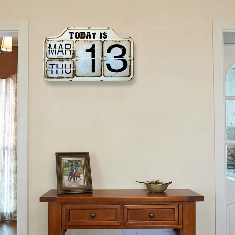 Retro Desk Metal Flip Calendar Easily Adjusted Standing Vint
