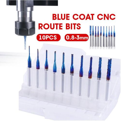 10Pcs Blue NaCoating Engraving Milling Cutter  Carbide End M