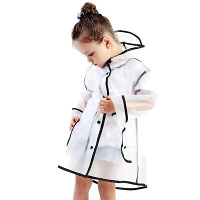 Kids Raincoat Waterproof Rain Poncho Clear Transparent Child