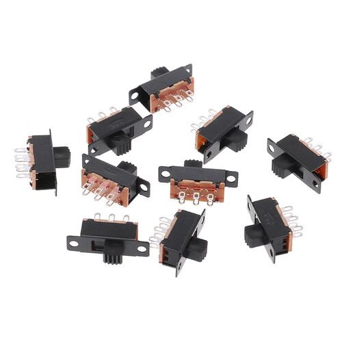 10Pcs SS22F32 6 Pins 2 Positions DPDT On/On Mini Slide Switc
