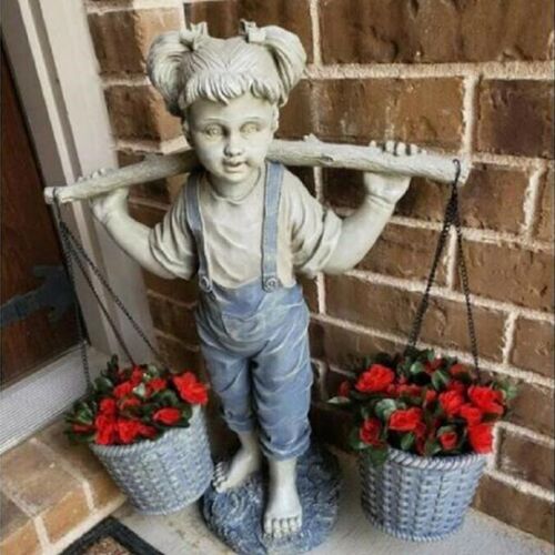 Garden Statues Resin Decoration Little Girl Flowers For Feli