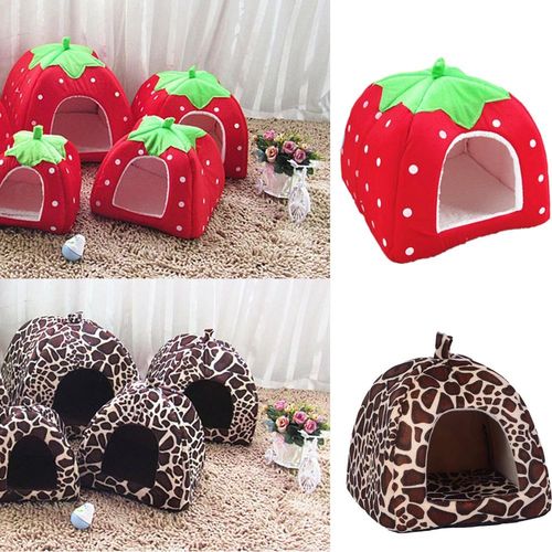 Pet Dog Cat House Kennel Tent Fashion Soft Strawberry Pet  D
