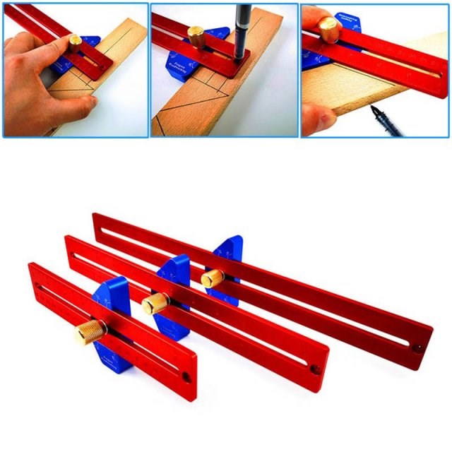 Woodworking 45/90 degree Angle scriber ruler Hole ruler Alum