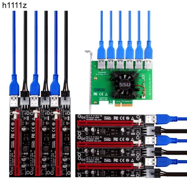 PCIE Riser PCI-E 1 to 6 Riser Card 103S Cabo Riser PCI Expre