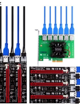 PCIE Riser PCI-E 1 to 6 Riser Card 103S Cabo Riser PCI Expre