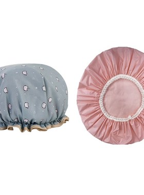 Shower Cap Cat Printed Cartoon Blue With Household Waterproo