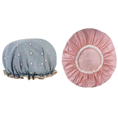 Shower Cap Cat Printed Cartoon Blue With Household Waterproo