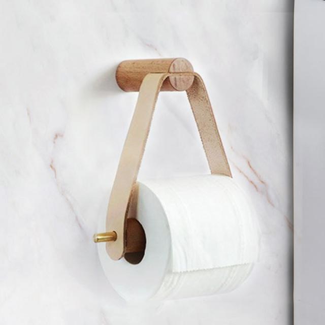 Recableght Wooden Rolled Toilet Paper Holder Wall Mounted Ba