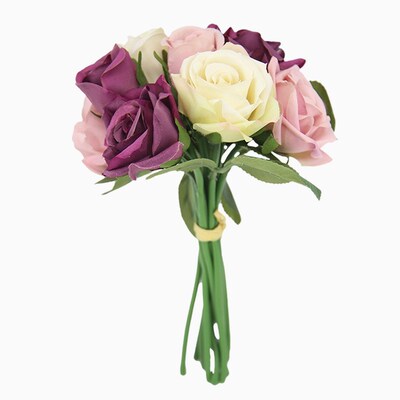 1 Bouquet Artificial Flowers Peony Tea Rose Autumn Silk Fake