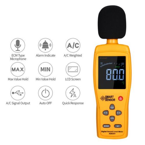 AS834+ Digital Sound Level Meter Digital Noisemeter LCD Soun