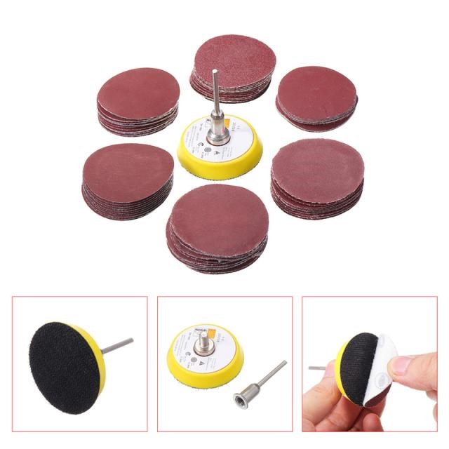60Pcs 50mm Sanding Disc Sandpaper 100/240/600/800/1000/2000