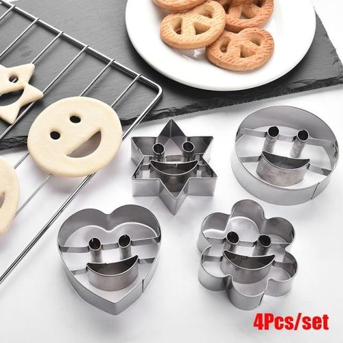 4Pcs/set Heart Shape Star Round Smile Face Cookie Biscuit Mo