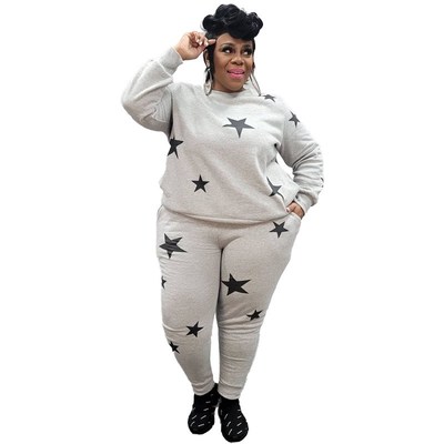 5XL Plus Size Women Sets Pullover Sweatshirt Tops And Pant S