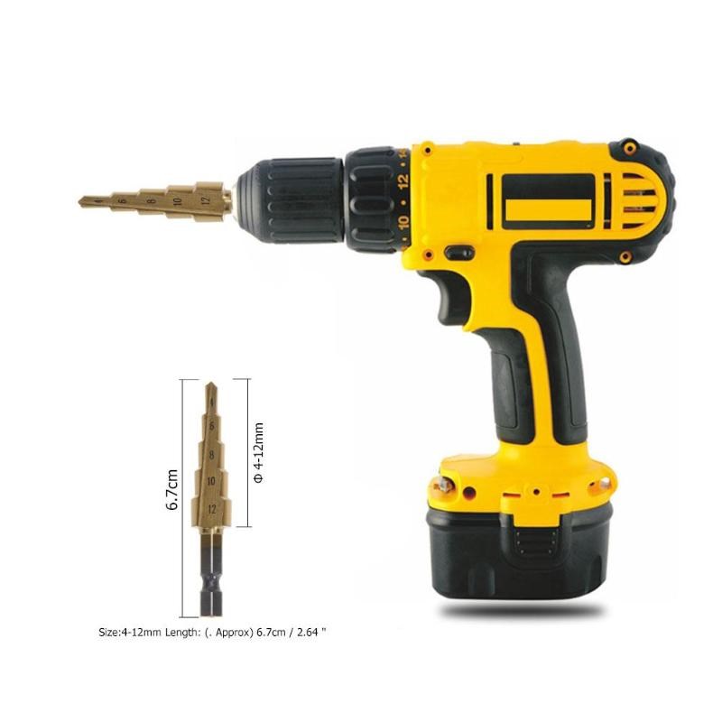 4-12mm HSS Step Drill Bit Hex Speed Steel Wood Drilling Powe