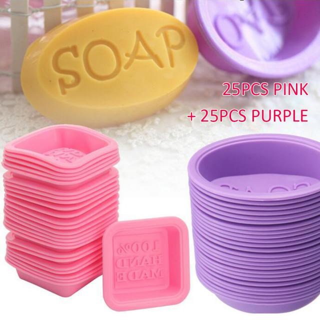 25Pcs Handmade Silicone Soap Mold DIY  Square Making Baking
