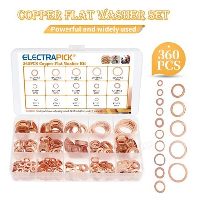360/220/180Pcs Copper Sealing Solid Gasket Washer Sump Plug
