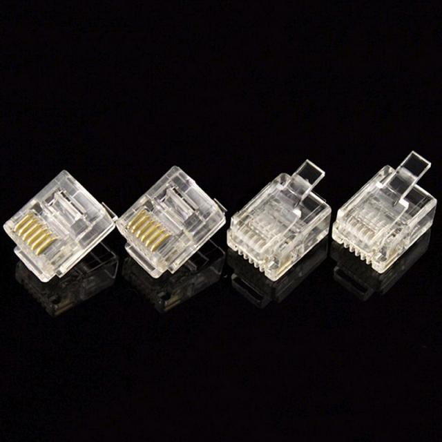 100 Pcs 6P2C 2 Pins RJ11 Modular Plug Network Cable Connecto