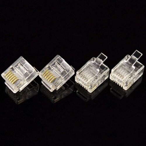 100 Pcs 6P2C 2 Pins RJ11 Modular Plug Network Cable Connecto