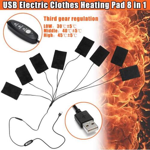 8pcs Usb Electric Heating Pads With 3 Gear Adjustable Temper