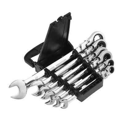 6pcs Multiuse Steel Wrenches 72 Teeth Ratchet Wrench Set Dua