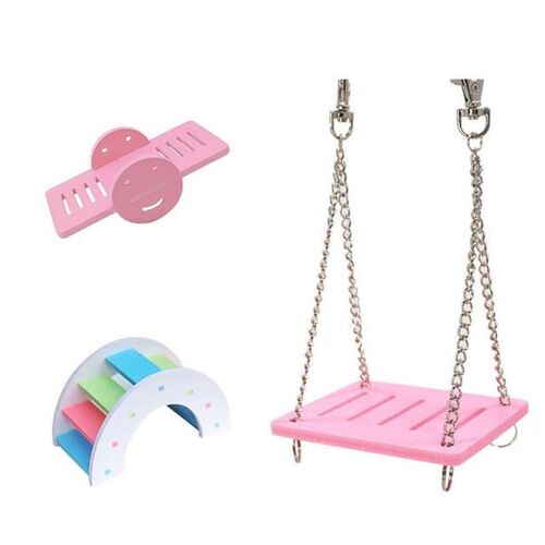 Hamster Toys Wooden Rainbow Bridge Seesaw Swing Toys For Gui