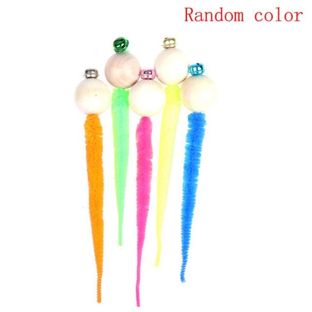 1pc Simulation Worm Toy With Bell 适用于 Pet Wooden Ball Hea