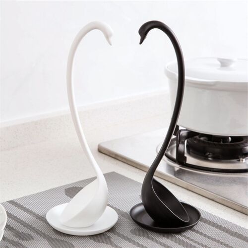 New  Swan Shaped Soup Ladle White/Black Design Special Uprig