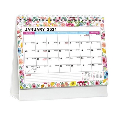 2021 English Desk Calendar Flower Border Coil Calendars Sche