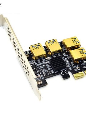 Gold PCI-E Riser Card PCIE 1 to 4 USB 3.0 Multiplier Hub Ris
