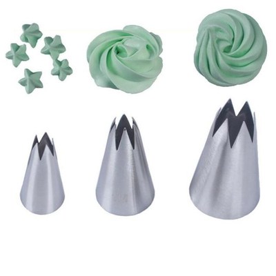 3pcs/set Open Star Cupcake Cookie Icing Piping Nozzles Cakes