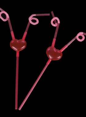 Creative Love Heart Double Straw Unique Flexible Drinking Tu
