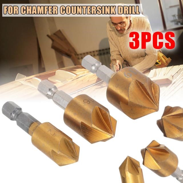 12mm/16mm/19mm Woodeworking Chamfer Countersink Drill 1/4''