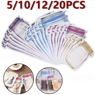 5/10/12/20pcs Reusable Jar Bottles Bags Nuts Candy Cookies B