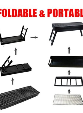 60x22x33cm Portable Stainless Steel BBQ Grill Foldable BBQ G