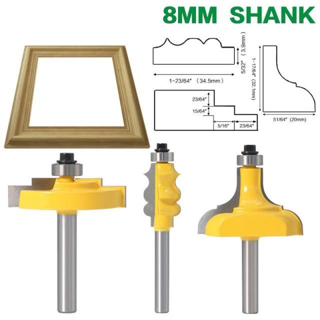 1/3PC 8MM Shank Picture Frame / Molding Router Bit - Large T图片