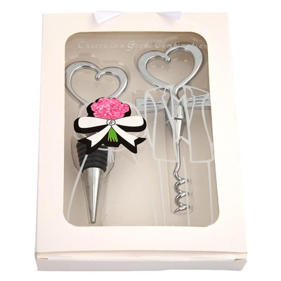 Love Heart Corkscrew Wine Bottle Opener Stopper Set Wedding