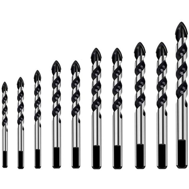 10Pcs Carbide Drill Bit Set for Ceramic Tile Concrete Glass