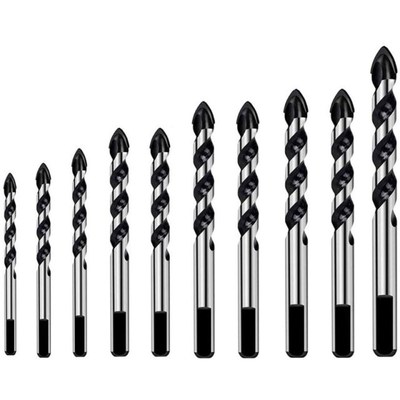 10Pcs Carbide Drill Bit Set for Ceramic Tile Concrete Glass